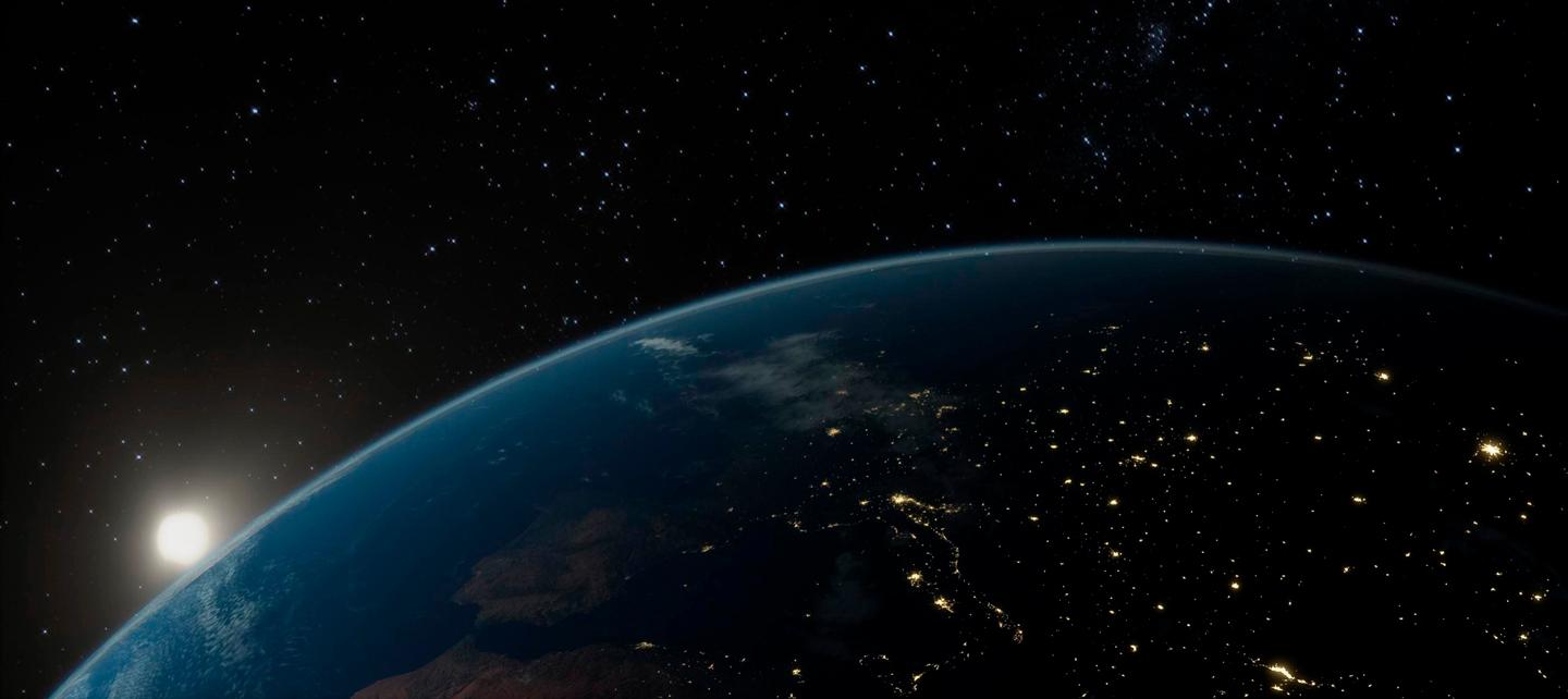 mondo illuminato visto da lontano